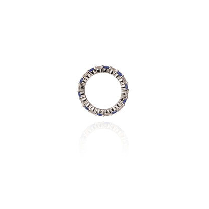 Andromeda Ring set in 14k White Gold and 1 ct Cornflower Blue Lab Sapphire, 1 ct White Lab Sapphire (total 2 ct)