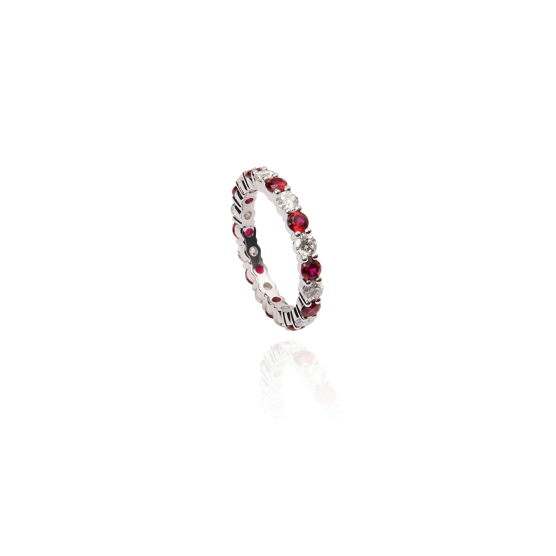 Andromeda Ring with Rubies and Diamonds set in 14k White Gold with 1 ct Rubies and 1 ct Diamonds