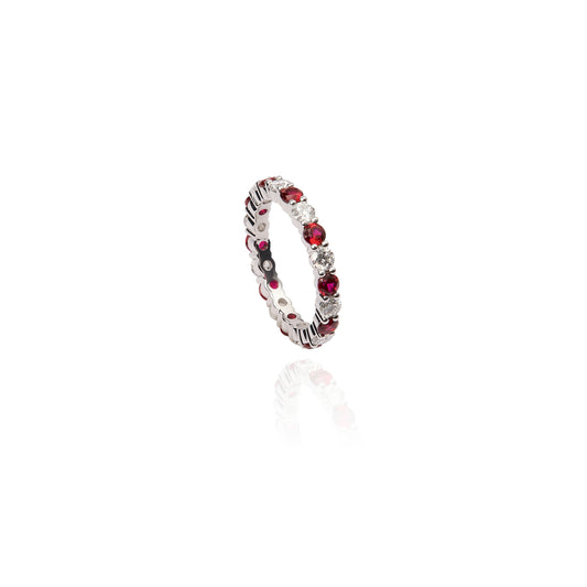 Andromeda Ring with Rubies and Diamonds set in 14k White Gold with 1 ct Rubies and 1 ct Diamonds