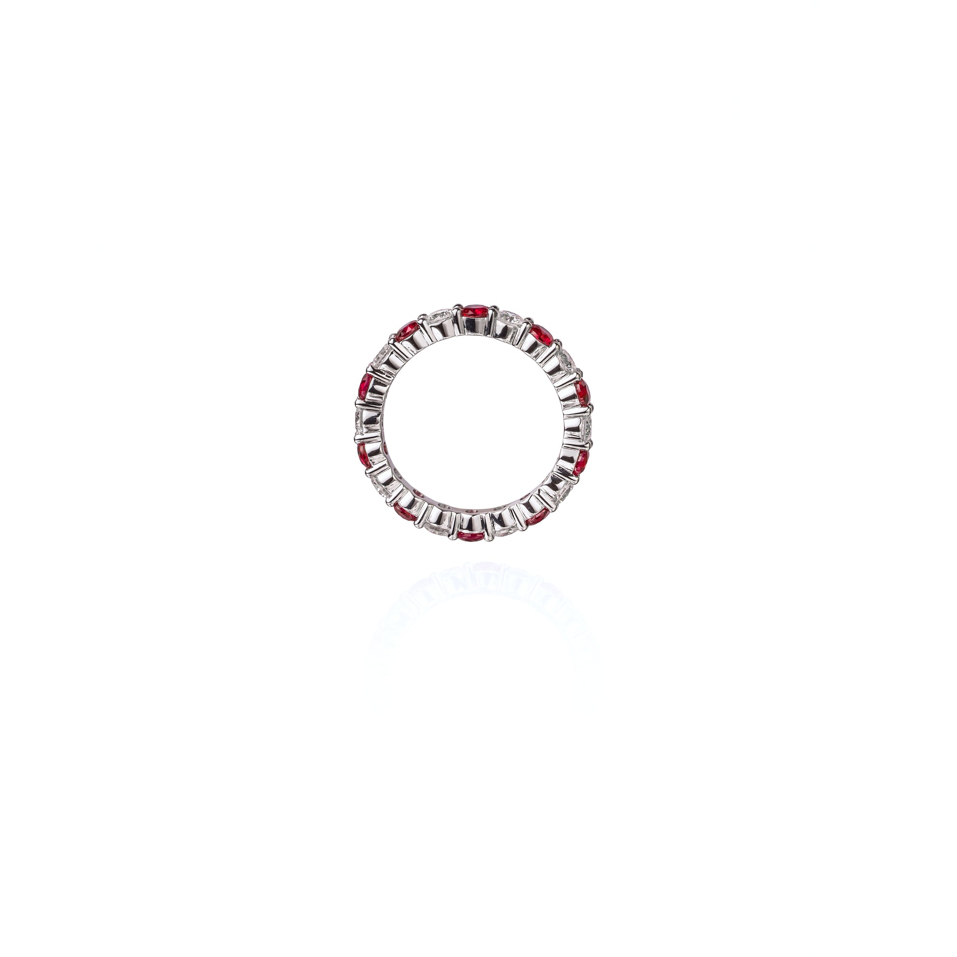 Andromeda Ring with Rubies and Diamonds set in 14k White Gold with 1 ct Rubies and 1 ct Diamonds