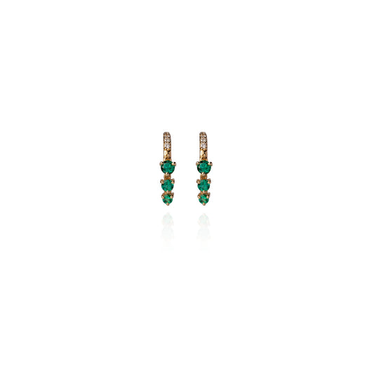 Aurora earrings set in 14k Yellow Gold with Diamonds and Emeralds