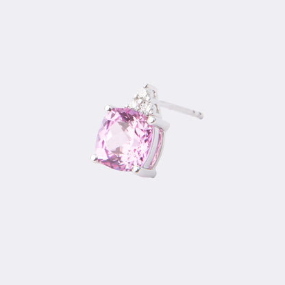 Pink saphire and diamond earring