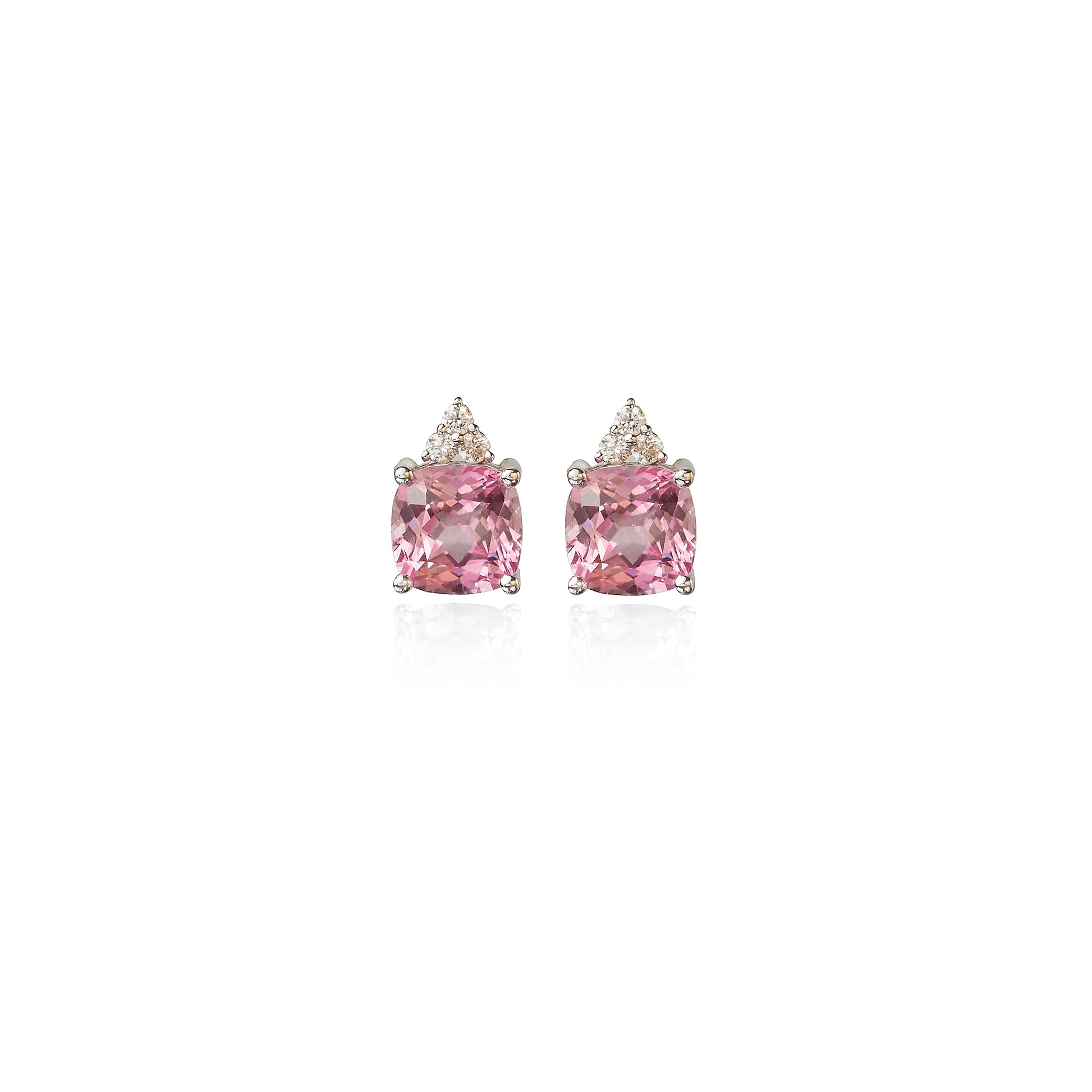 Candyfloss studs set in 14k White Gold with Pink Sapphires and Diamonds