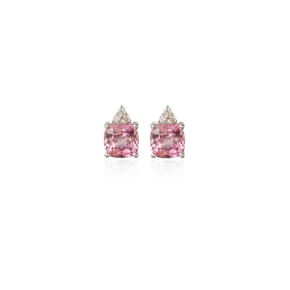 Candyfloss studs set in 14k White Gold with Pink Sapphires and Diamonds