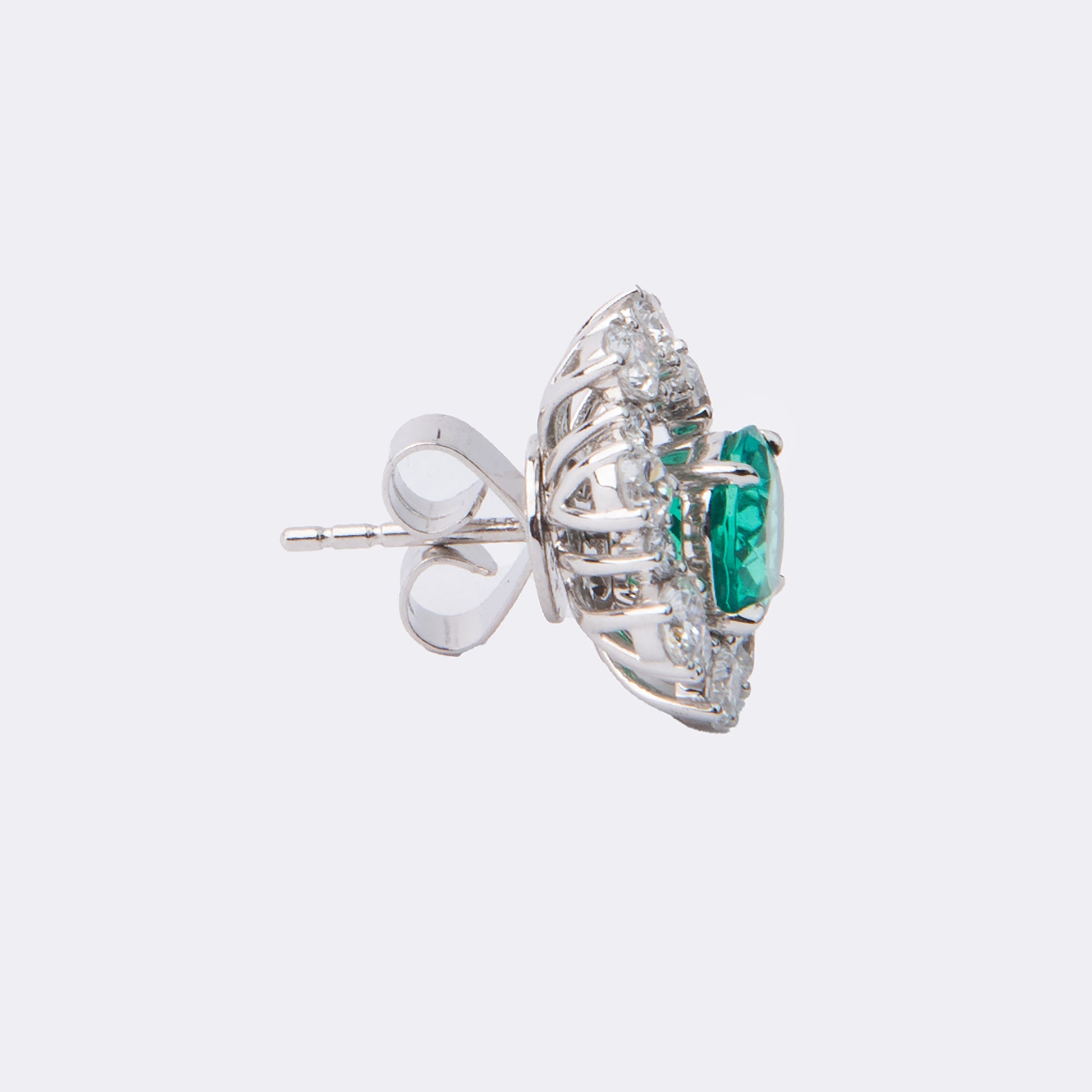 Dream Catcher Studs with Jacket set in 14k white gold and 1 ct Lab Emerald (per Stud) 