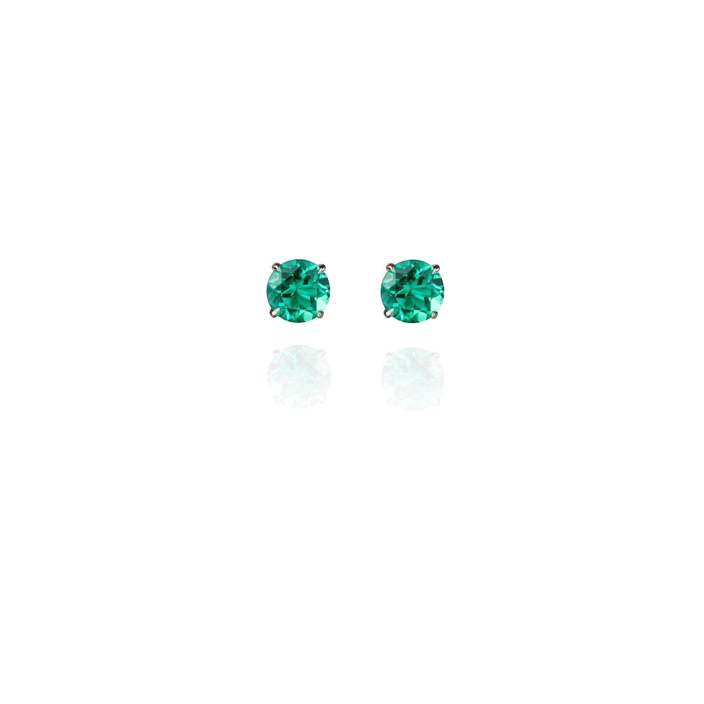 Dreamcatcher Studs set in 14k White Gold with Lab Emeralds