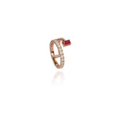 Eclipse Ring set in 14k Yellow Gold with 0.8 ct TW Lab Diamond, 0.3 ct Lab Ruby 