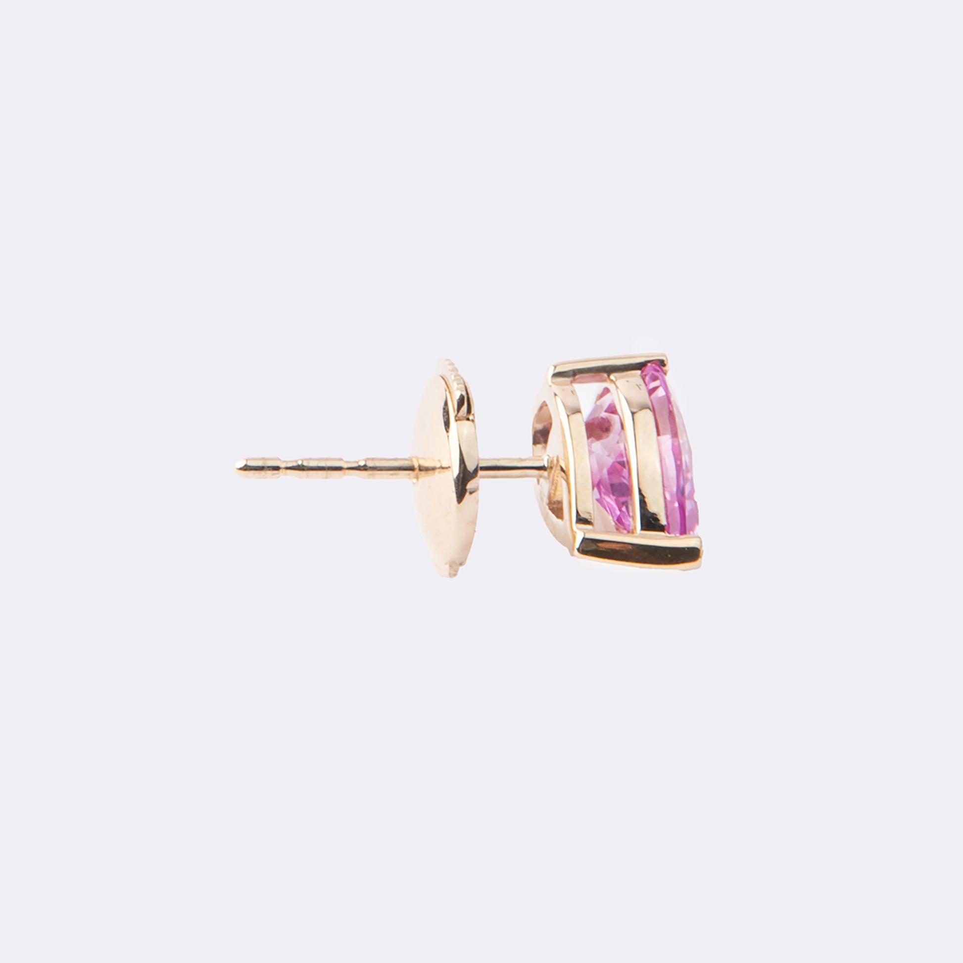 Joy-drops Earrings set in 14k Yellow Gold with 1.2 ct Pear-Shaped Lab Pink Sapphire (per stud) 