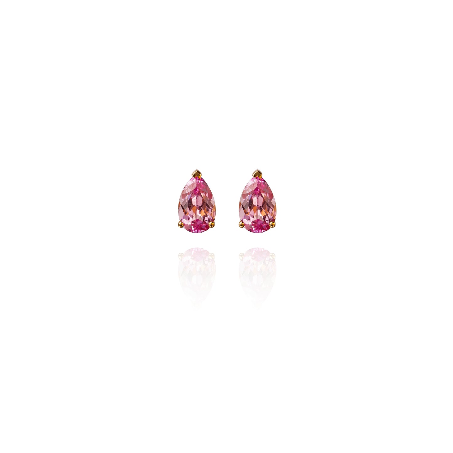 Joy-drops Studs set in 14k Yellow Gold with Pink Lab Sapphires