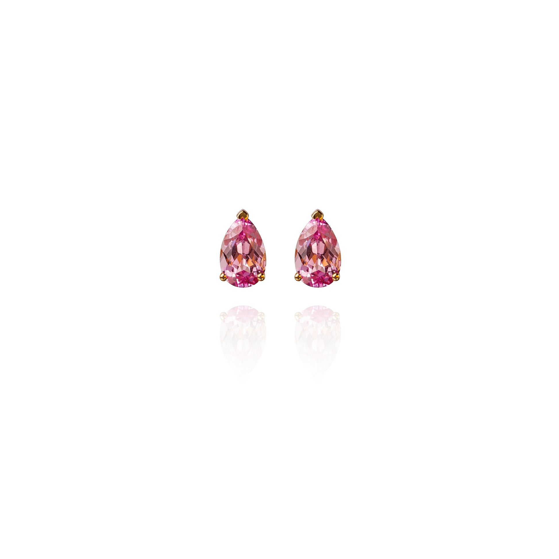 Joy-drops Studs set in 14k Yellow Gold with Pink Lab Sapphires