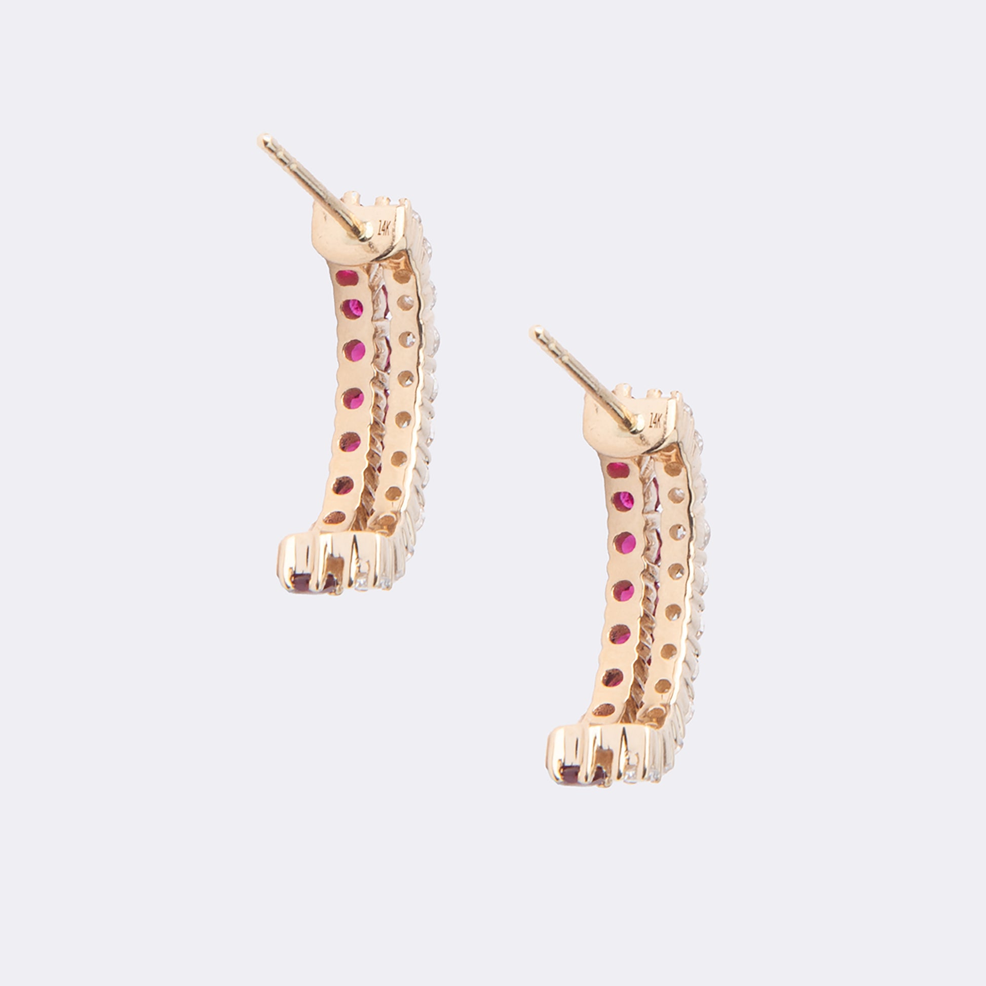 Midday Mirage Earrings set in 14k Yellow Gold with 0.33 ct Lab Diamond, 0.5 ct Lab Ruby (per stud) 